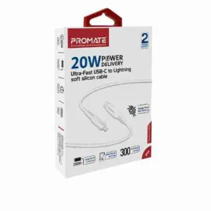 POWERLINK 300. WHITE 20W  USB-C TO LIGHTNING CABLE 3M