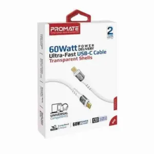 PROMATE TRANSLINE CC.WHITE  FAST USB-C CABLE